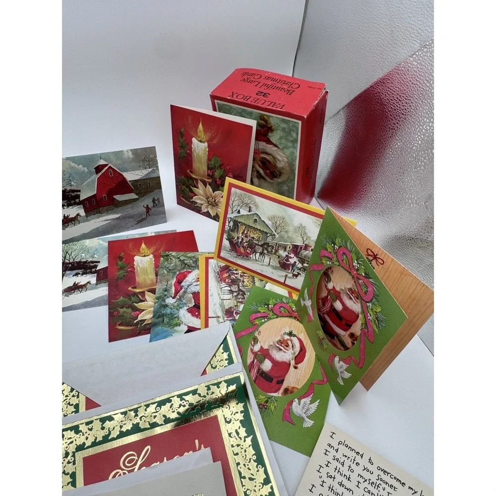 CUSTOM LOT ASSORTED 30s-70s (unused) VINTAGE CHRISTMAS GREETING CARDS W/ENVELOPE